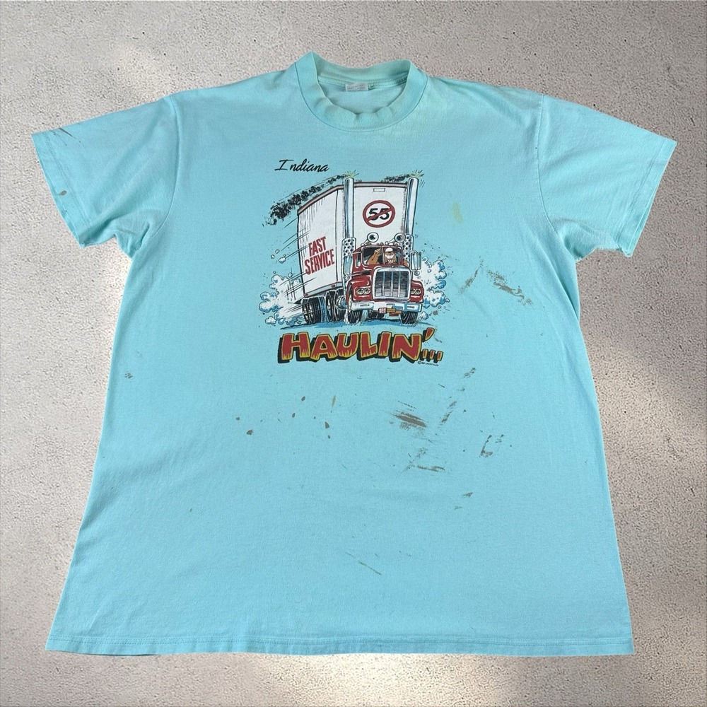 Vintage Haulin' Ass Trucker Shirt Men's XXL Stedman 80s Trucking Gag Gift